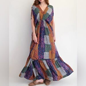 Easel Colorful Patchwork Maxi Dress